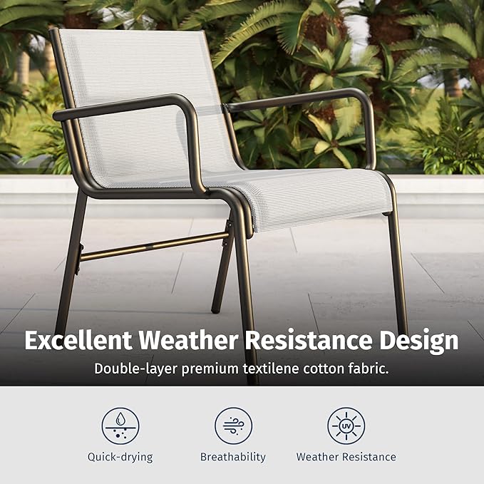 EAST OAK Outdoor Conversation Waterproof Patio Furniture Set, 4-Pieces, Grey