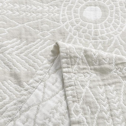 JINCHAN Boho 100% Cotton Muslin Blanket 3-Layer Twin Size Geometric Lightweight Reversible Soft Cozy Throw for Couch Sofa Bed All Season Coverlet Gift Bedroom Living Room Decor Light Grey 60x80 Inches