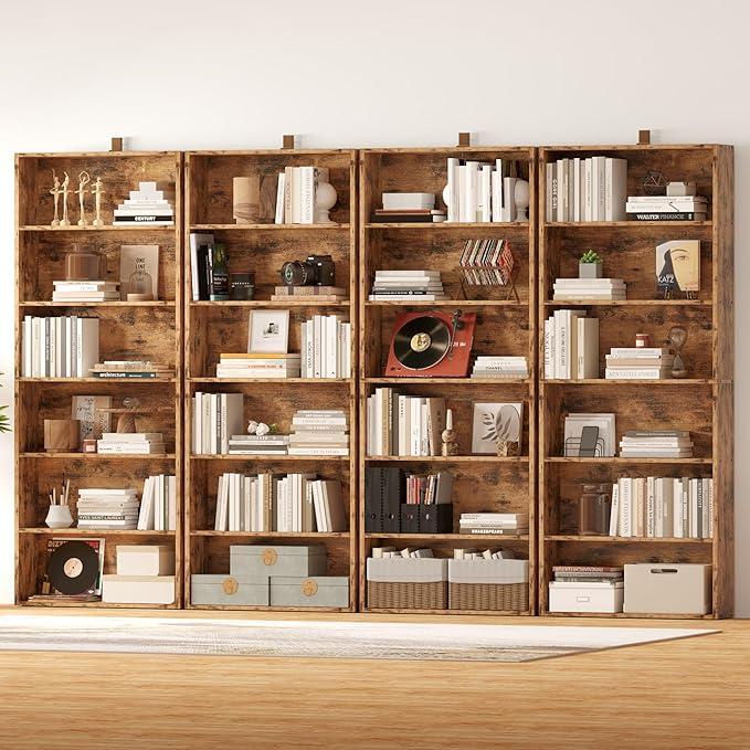 IRONCK Bookshelves and Bookcases Set of 2 Floor Standing 6 Tier Display Storage Shelves 70in Tall Bookcase Home Decor Furniture for Home Office, Living Room, Bed Room