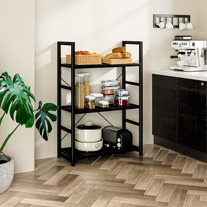 NUMENN 3 Tier Bookshelf, Bookcase Shelf Storage Organizer, Modern Book Shelf for Bedroom, Living Room and Home Office, Black