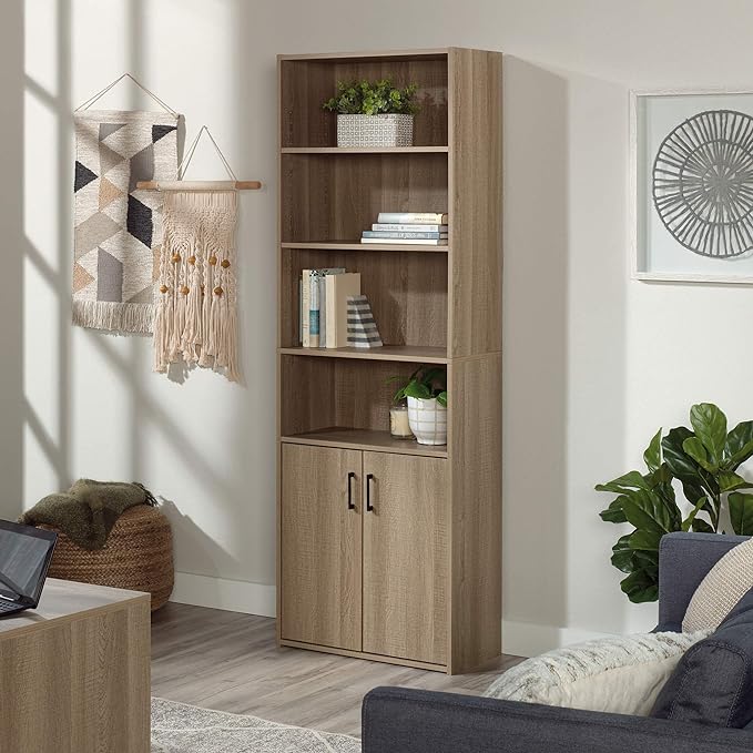 Sauder Beginnings Bookcase With Doors/ Book shelf, Summer Oak finish