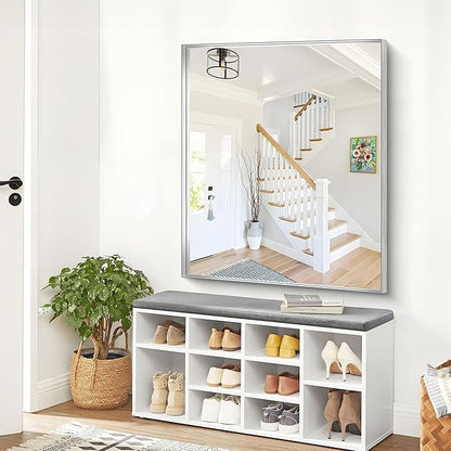 Silver Bathroom Mirror, 40x48 Inch Rectangular Framed Mirror, Large Wall Mounted Bathroom Vanity Mirror Over Sink for Bedroom,Restroom, Living Room, Hangs Vertically or Horizontally