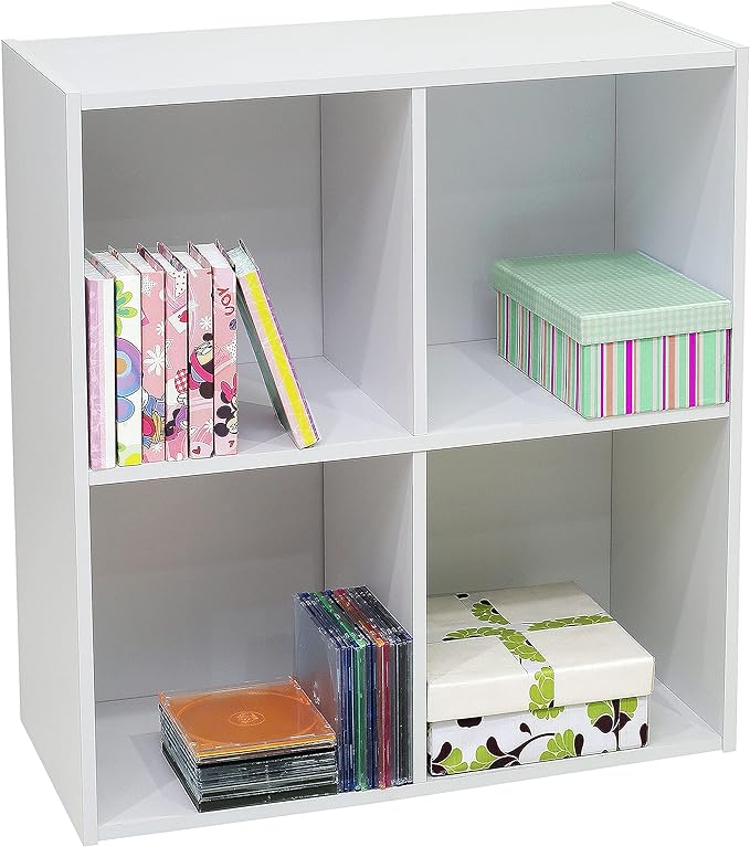 KB Designs Bookcase and Storage Organizer Bundle (2 and 4 Cube) - White