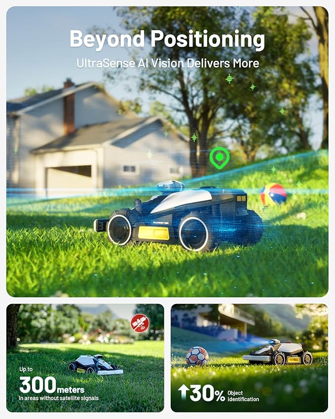 Mammotion LUBA mini AWD 1500 Robot Lawn Mower with Replacement Blades, Mowing 0.37 Acre, All-Wheel-Drive for 80% Slope, UltraSense AI Vision+RTK Auto-Mapping, Cutting Height 0.8"-2.6"