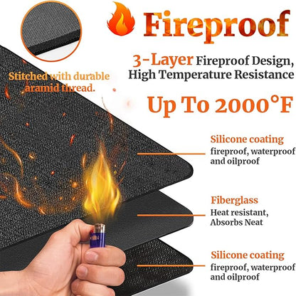 48 ×36 inches Under Grill Mat Fit Blackstone 17in & 22in Griddle with Stand /Griddle Mat for Blackstone, Fireproof Fire Pit Mat Fireplace Mat Grill Pad BBQ Mat Grill Mat for Deck Patio Outdoor Grills