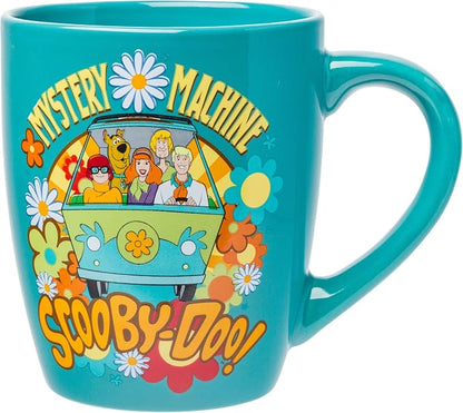 Silver Buffalo Scooby Doo Group Mystery Machine Flowers, Ceramic Mug, 25oz | Jumbo Curved, 0.74 Liters