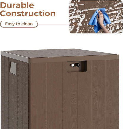 28 Gallon Outdoor Storage Box Waterproof, Patio Deck Storage Box For Package Delivery, Lockable Resin Deck Box, Square Deck Box Small Container for Furniture Cushions, Garden Tools, Pool Accessories