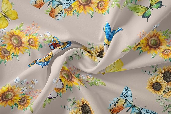Tailor Shop Sunflower Comforter Sets Queen Size,Sunflower Bedding Sets for Teens Kids Butterflies Comforter Sets,Butterfly Bedding Sets Vintage Yellow Flowers Bedding Sets with 2 Pillowcases