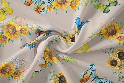Tailor Shop Sunflower Comforter Sets Queen Size,Sunflower Bedding Sets for Teens Kids Butterflies Comforter Sets,Butterfly Bedding Sets Vintage Yellow Flowers Bedding Sets with 2 Pillowcases