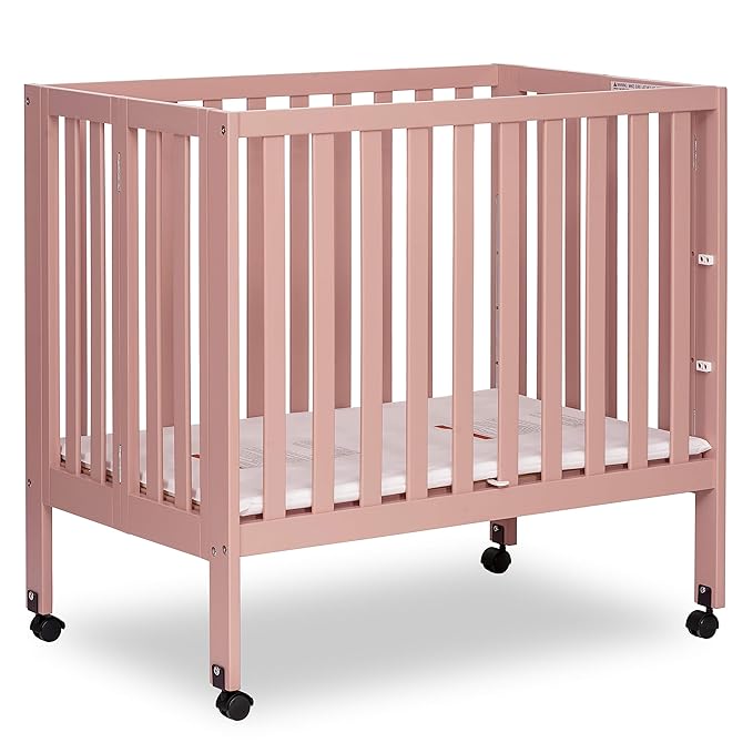 Jett Non-Full Size Folding Convertible Crib, Lightweight Portable Crib, Three Adjustable Mattress Height Settings, Easy to Fold Travel Crib, 1.5” Mattress Pad Included