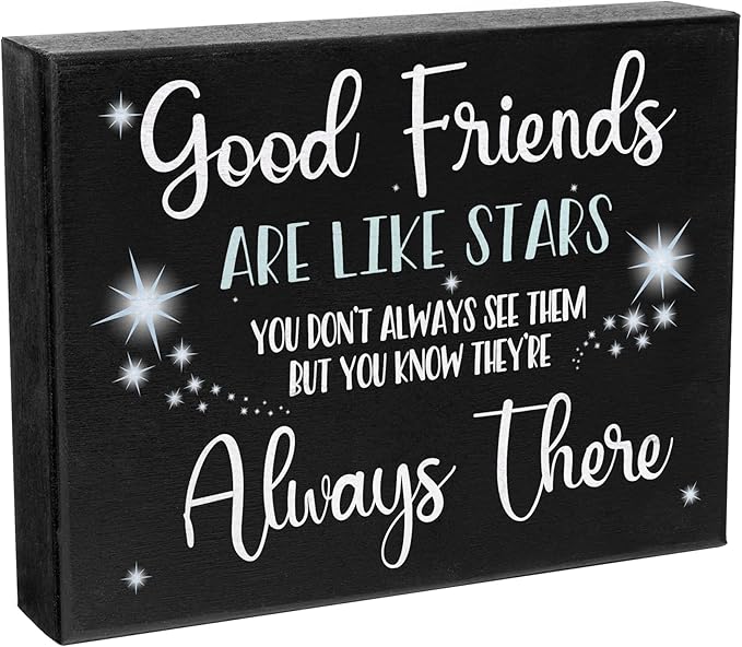 Good Friends Are Like Stars Wooden Sign – Sentimental Gift for Best Friend, Rustic Wall Hanging Decor, Friendship Keepsake, American Made, Thoughtful Birthday