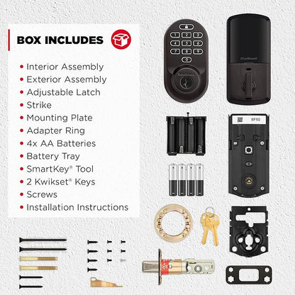 Kwikset Halo Wi-Fi Smart Lock, Keyless Entry Door Deadbolt, Geofence Auto-Unlock, Grade AAA Certified, No Hub Easy Install, Venetian Bronze Lifetime Finish Warranty, Backlit Keypad