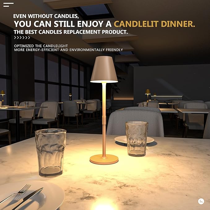 Modern LED CordlessTable Lamp,4000mAh Rechargeable Battery Desk lamp,3 Level Brightness Night Light, Minimalist Design, for Couple Dinner/Coffee Table/Restaurant/Bedroom (Light Pink)