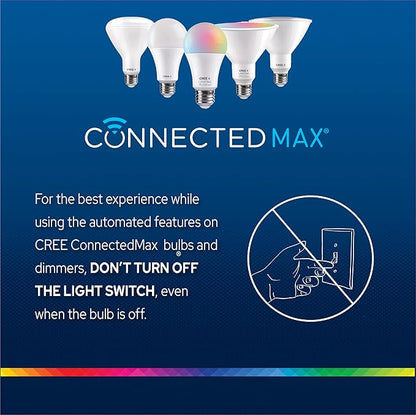 Cree Lighting Connected Max Smart Led Bulb Par38 Outdoor Flood Tunable White + Color Changing, 2.4 Ghz, Compatible with Alexa and Google Home, No Hub Required, Bluetooth + WiFi, Pack of 4