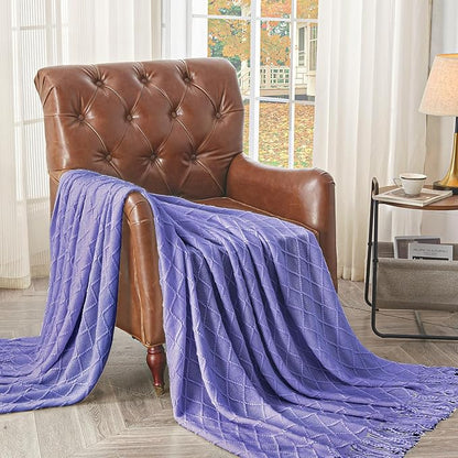 inhand Knitted Throw Blanket for Couch and Bed, Soft Living Room Home Decor Knitted Blanket with Tassel, Outdoor Lightweight Breathable Summer Blanket, Farmhouse Warm Woven Decorative, 50"x60"