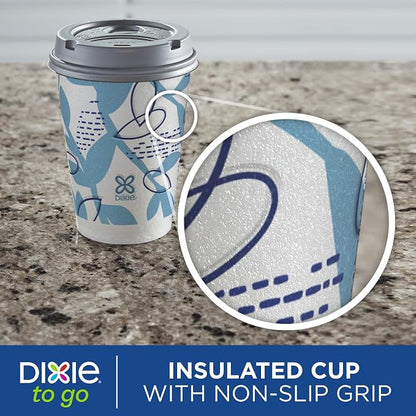 Dixie To Go Paper Coffee Cups With Lids, 12 oz, 14 ct, Disposable Insulated Paper Cups for On-The-Go Hot or Cold Beverages | Medium