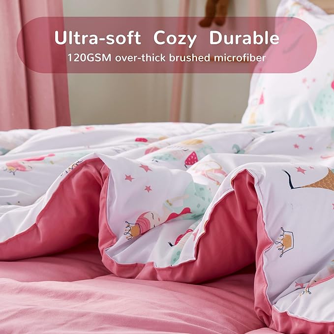 SLEEP ZONE Kids Bedding Twin Comforter Set - Super Soft & Cute Printed 2-Piece Comforter Set All Seasons for Boys, Girls, Fade Resistant, Machine Washable, Princess Castle