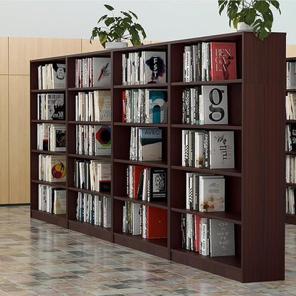 Farini 5 shelf boockase Display Bookcase Freestanding Wooden Bookshelves for Home Office Living Room,60 Inch Height,Mahogany
