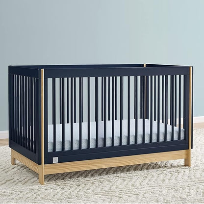 Delta Children babyGap Tate 4-in-1 Convertible Crib + Brannan Bear Bookcase with Bins + Brannan Bear Wall Shelf with 4 Hooks, Navy/Natural (Bundle)