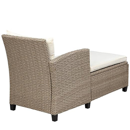 Patio Furniture Sets, 4 Pcs Outdoor Conversation Set All Weather Wicker Ratten Sectional Sofa with 2-Seater Sofá and lounge Couch&Chair, Coffee Table, Seat Cushions, fit for Yard Garden Porch