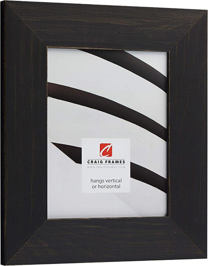 Craig Frames Jasper Wide, 8.5 x 11 Inch Country Charcoal Black Picture Frame Matted to Display a 6 x 9 Inch Photo