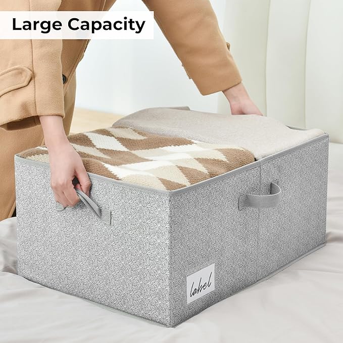 GRANNY SAYS Large Storage Bins with Lids, Decorative Storage Box for Shelves, Fabric Storage Bins Foldable, Storage Basket for Clothes, Keepsake Box, Jumbo, Gray, 2-Pack