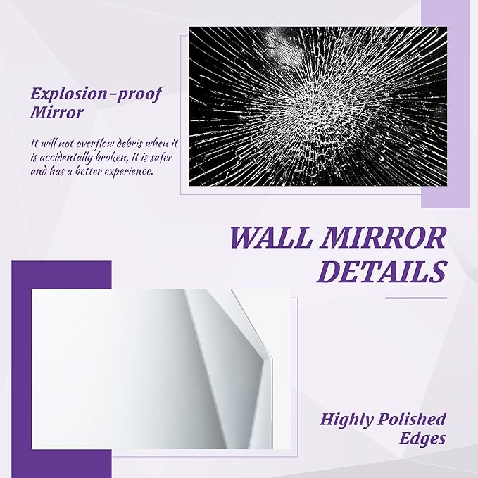 Bathroom Mirror for Wall, 24" x 36" Arched Mirror, Bathroom Vanity Mirror, Beveled Edge Frameless Wall Mount Vanity Mirrors, Wall Mirrors Decorative, Irregular Beveled Edge Mirror