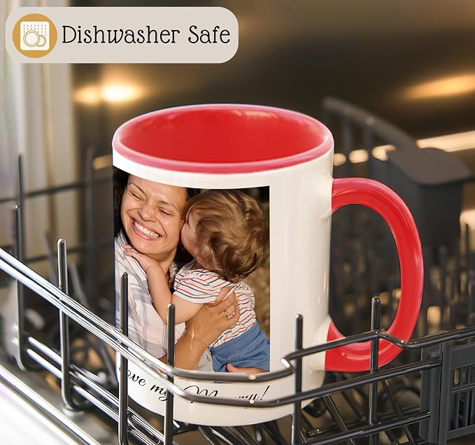 Personalized Coffee Mug | Custom Photo Text or Logo Ceramic Mug | Customized 11 Oz Tea Cup – Unique Gift for Men & Women | Taza Personalizadas Design with Picture and Words | White – Red