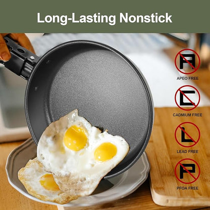 Odoland 5pcs Camping Cookware Non-Stick Camping Pot and Pan Set with Kettle and Removable Handle for Hiking Backpacking and Picnic