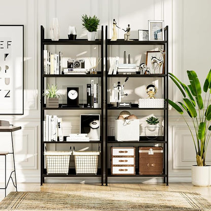 NUMENN Bookshelf, 5 Tier Bookshelves, Home Office Bookcase Shelf Storage Organizer, Free Standing Storage Shelving Unit for Bedroom, Living Room and Home Office, Black