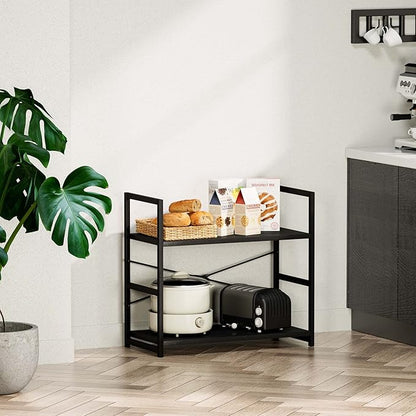 NUMENN 2 Tier Bookshelf, Bookcase Shelf Storage Organizer, Modern Book Shelf for Bedroom, Living Room and Home Office, Black