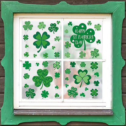 9 Sheets St Patricks Day Window Clings, 115 PCS St Patrick's Day Shamrock Window Stickers for St Patricks Day Decorations, Green Static Spring Window Clings for Glass Windows St Patricks Day Decor