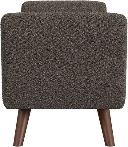 HomePop Modern Storage Bench with Wood Legs Home Décor|Bench with Storage for Living Room & Bedroom - Dark Brown Boucle