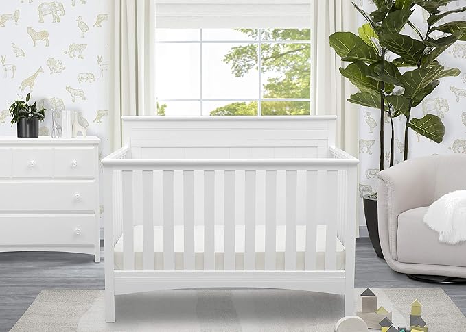 Delta Children Fancy 4-in-1 Convertible Baby Crib - Greenguard Gold Certified, Bianca White