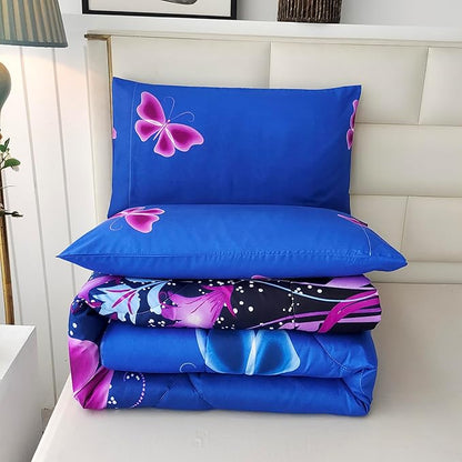 SDY 3PCS Butterfly Comforter Set Full, Butterflies Floral Comforter Set, Purple Comforter Full Size, Girls Bedroom Princess Bedding Set for Kids, Toddler, Children, Teenage, Baby, Women…