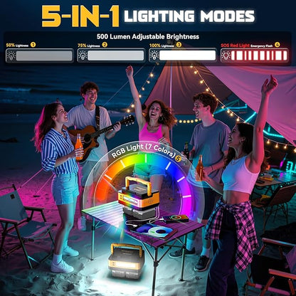 350W Power Station Compatible with Dewalt: LIVOWALNY Portable Generator DC 20V to AC 110-120V Power Inverter Battery Adapter Phone Charger 2 USB-A & 2 Type-C & 2 AC Outlet & 7 Colors RGB Light