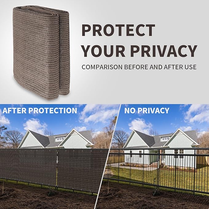 LOVE STORY Custom Size 3.3'x32' Brown Balcony Privacy Screen,UV Block Privacy Fence Screen,90% Shield for Outdoor Pool Garden Apartment Railing