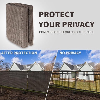 LOVE STORY Custom Size 3'x28' Brown Balcony Privacy Screen,UV Block Privacy Fence Screen,90% Shield for Outdoor Pool Garden Apartment Railing