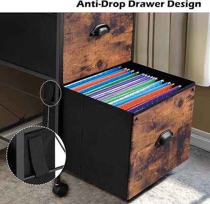 TOPSKY Mobile File Cabinet, Fabric Vertical File Cabinet for Letter Size (Black, 2 Drawer)