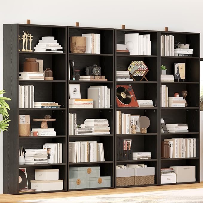 IRONCK Bookshelves and Bookcases Set of 2 Floor Standing 6 Tier Display Storage Shelves 70in Tall Bookcase Home Decor Furniture for Home Office, Living Room, Bed Room