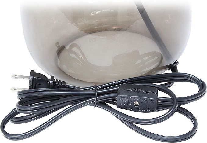 Simple Designs LT2064-SMW Smoke Gray Glass Table Lamp with White Fabric Shade