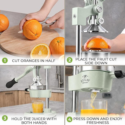 Zulay Kitchen Cast Iron Juicer - Heavy Duty Manual Juicer with Detachable Strainers for Easy Cleaning, Orange Juice Press for Citrus Fruits, Perfect for Bartenders, Juice Lovers & Health Enthusiasts