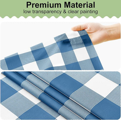 4 Packs Buffalo Disposable Table Cloth, 54 x 108 Inch Waterproof Plastic Tablecloth, Rectangle Aquamarine and White Checkered Table Covers for Picnic, Birthday, Party, Back to School