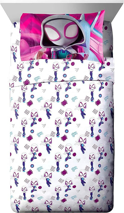 Marvel Spidey & His Amazing Friends Ghost Spider Gwen 5 Piece Twin Bed Set - Bedding includes Comforter & Sheet Set - Super Soft Fade Resistant Microfiber