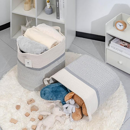 Square laundry basket Clothes Hampers for Laundry Kids Woven BasketsStorage Blanket Large Dog Toy Baskets for Organizing Slim Rectangular with Shoe Handles For Rectangle Baske Nursery