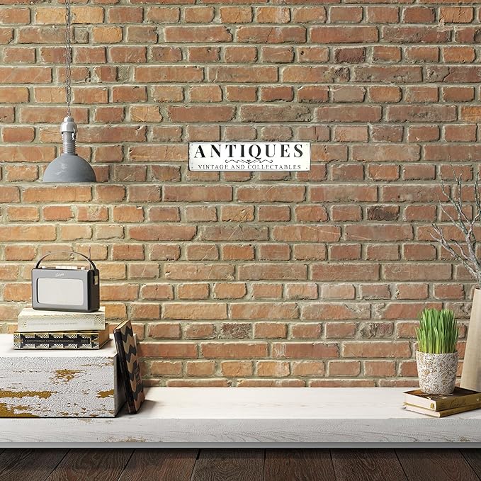 Antiques Store Sign Vintage Decor Rustic Wall Decor Retro Metal Sign 4×16 Inches For Home Cafe