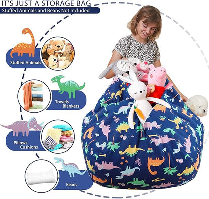 Aubliss Stuffed Animal Bean Bag Storage Chair (Dinosaur, Medium (32''))