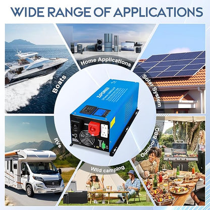 ZLPOWER 4000W 24V DC Pure Sine Wave Inverter, 12000W Peak, 120V/240V AC Split Phase Output with Battery Charger, LCD Display, Off-Grid Low Frequency Inverter for Home RV Camping (4000W)