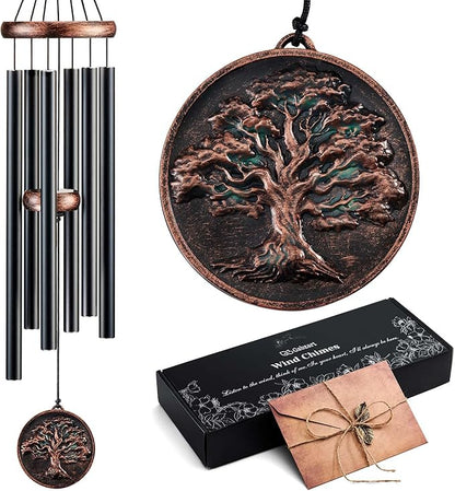 Wind Chimes for Outside, Tree of Life Deep Tone Vintage Wind Chime Outdoor Clearance, Sympathy/Memorial/Festivals/Birthday Gift for Mom Dad Grandma, Home Garden Patio Decor (32" Tree of Life)