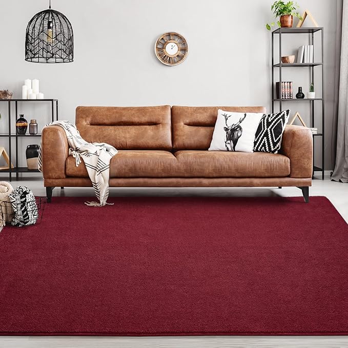 Area Rugs for Bedroom Living Room, 5x8 Rose Red Super Soft Comfy Thickened Memory-Foam Indoor Carpets, Modern Aesthetic Minimalist Carpet for Boys Girls Adults Apartment Nursery Home Décor